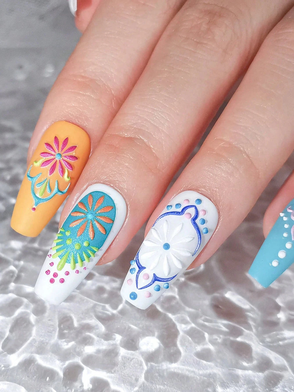 5D Bohemian Mandala Nail Stickers – Embossed Floral Decals Nail Art Stickers QXL