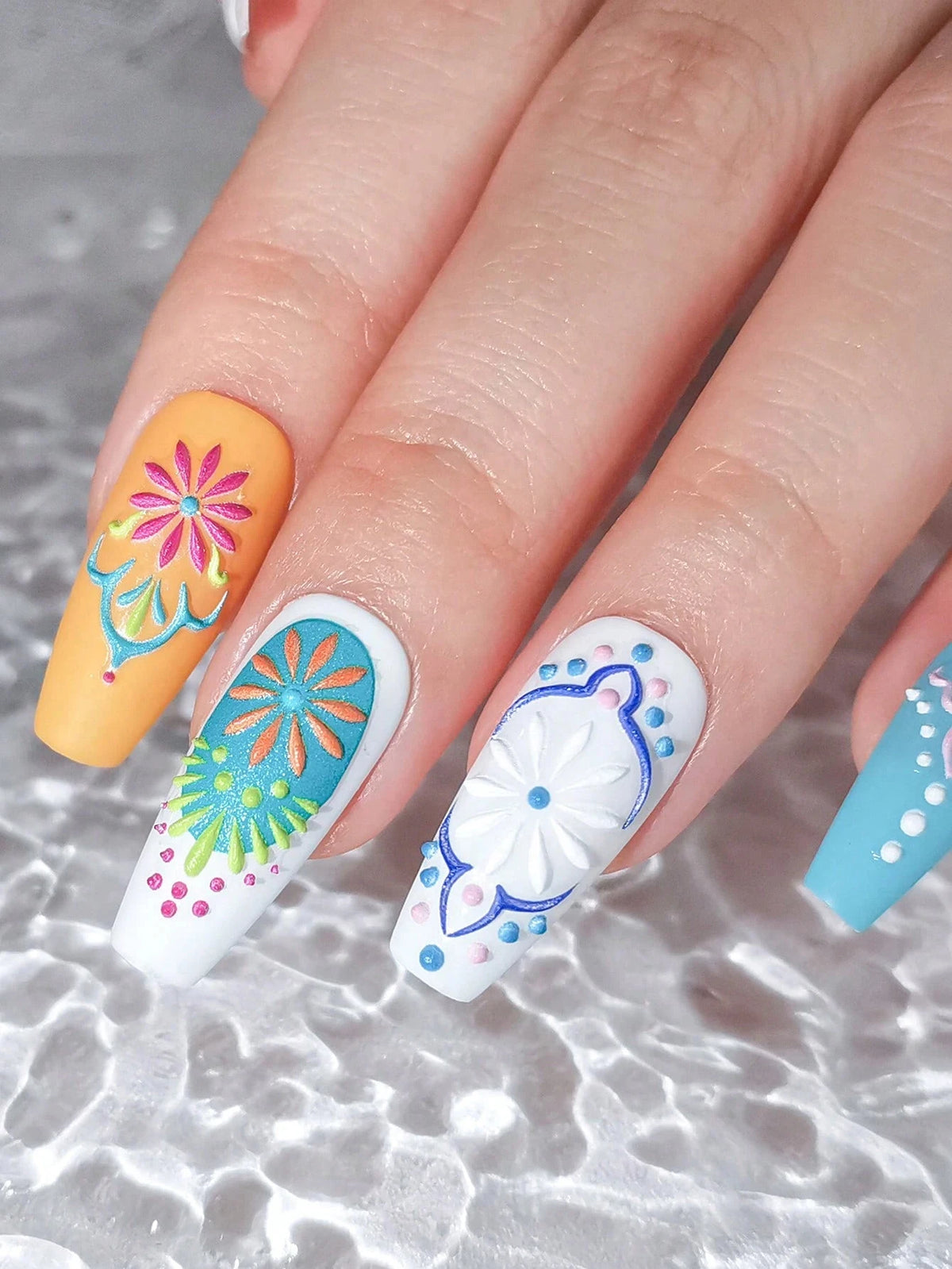 5D Bohemian Mandala Nail Stickers – Embossed Floral Decals Nail Art Stickers QXL