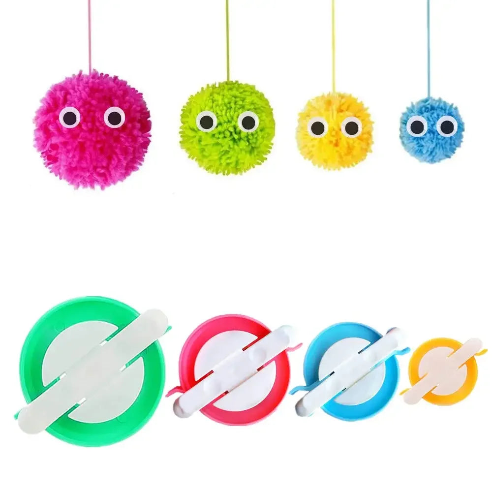 4-Size Pom Pom Maker Set | DIY Yarn Craft Knitting Tool Kit Pom Pom Maker Set QXL