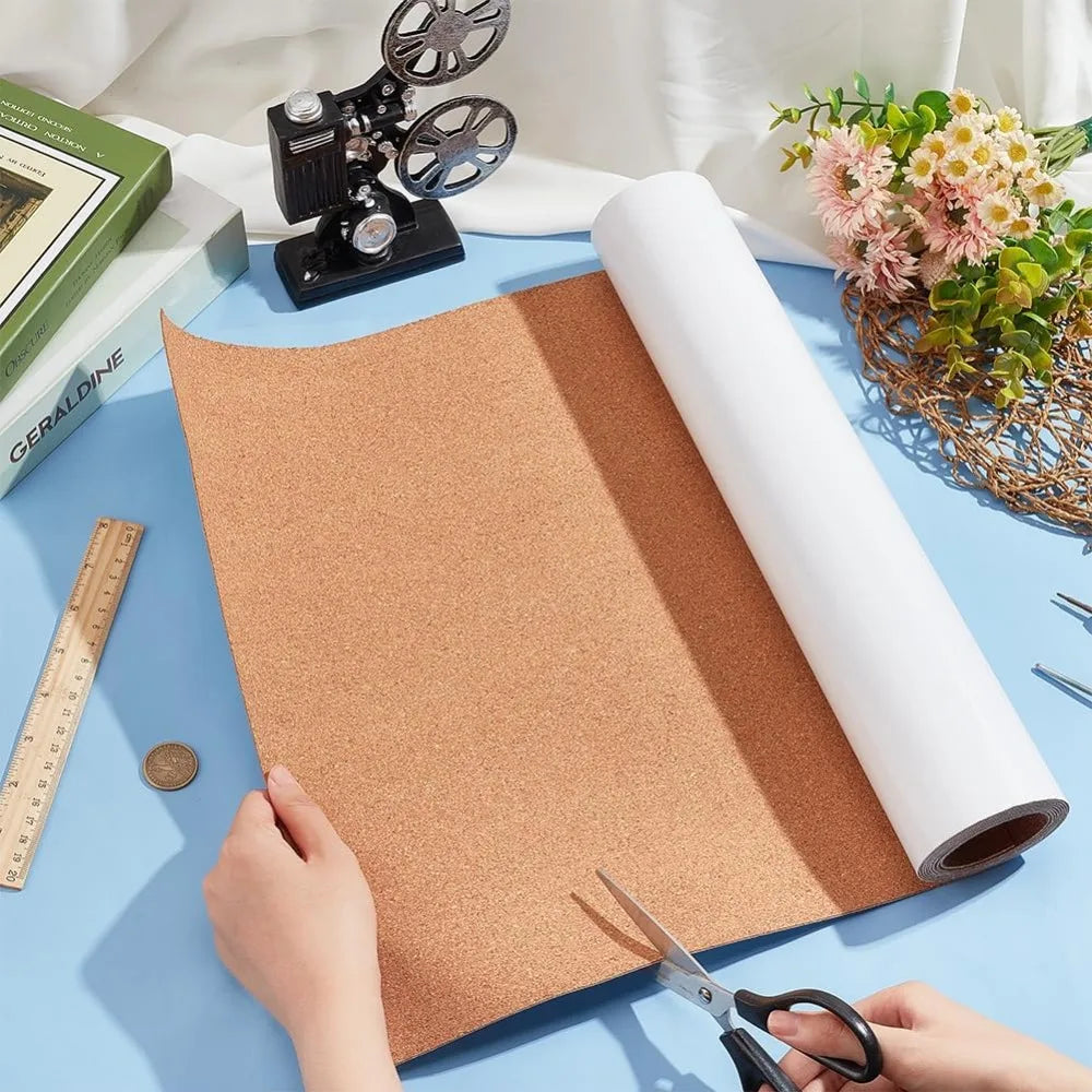 Self-Adhesive Cork Roll | 2m x 400mm Natural Cork Board Mat Cork Board Roll QXL