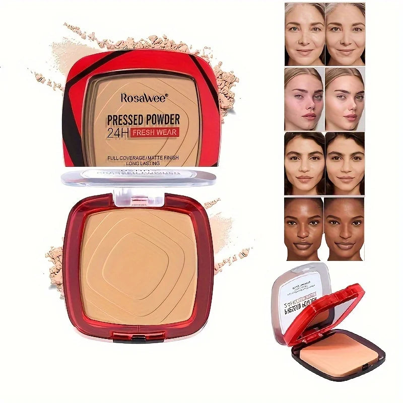 Rosawee Full Coverage Pressed Powder Foundation 24H Matte Pressed Powder Foundation QXL