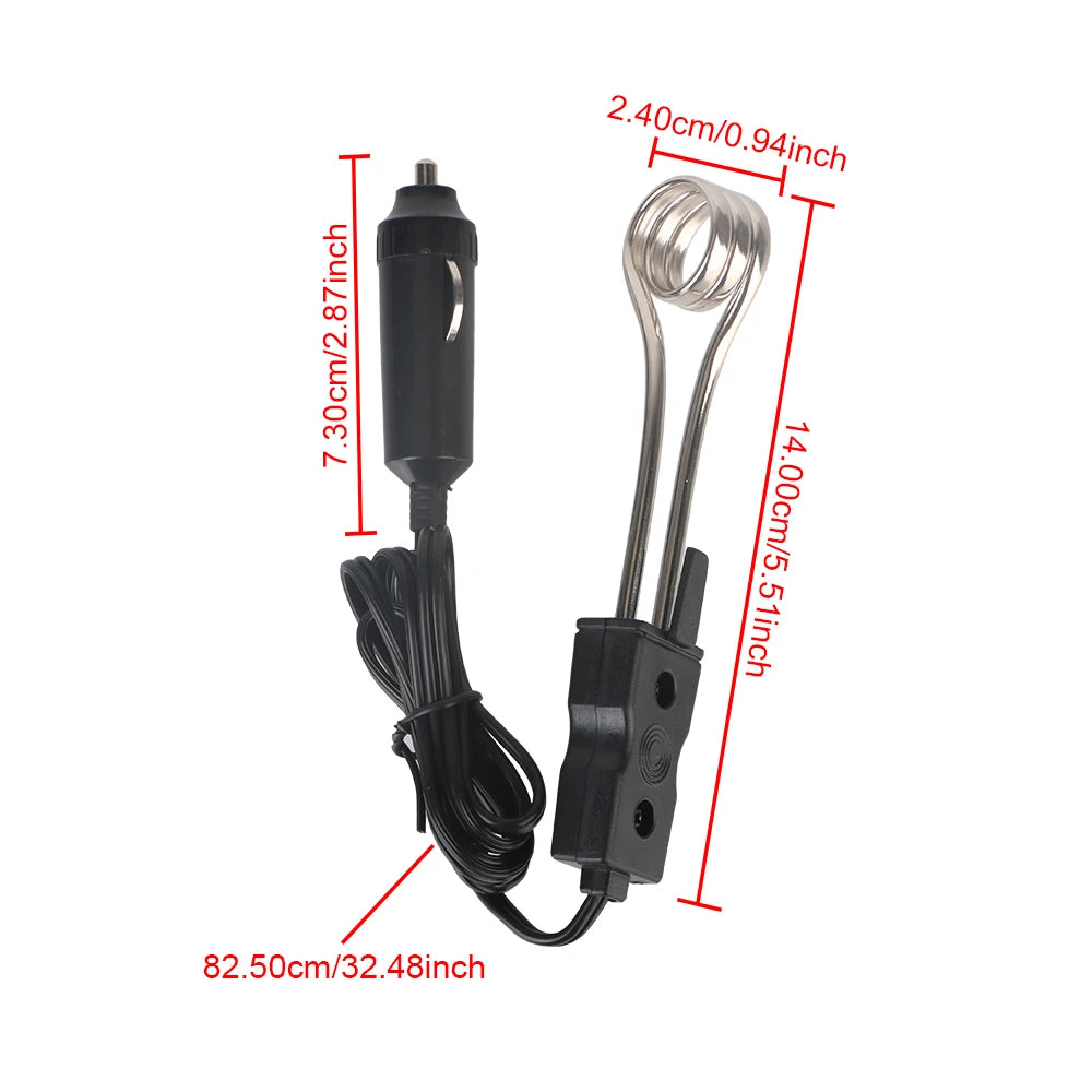 12V/24V Car Immersion Heater 120–140W | Portable Travel Boiler Car Immersion Heater QXL