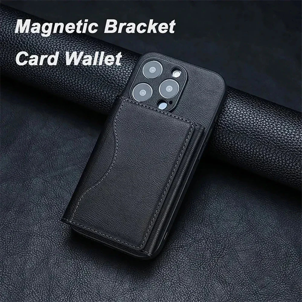 Magnetic PU Leather Business Card Holder Wallet – Unisex Business Card Holder QXL