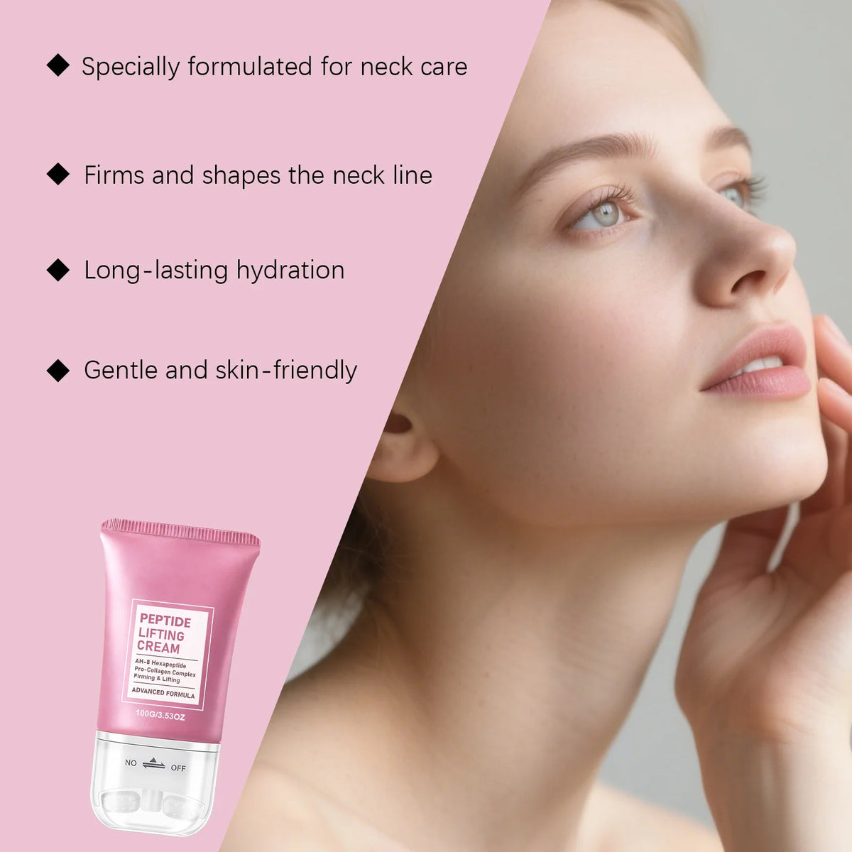 Firming Neck Cream with Roller Massager – Lifting & Brightening Neck Firming Cream QXL