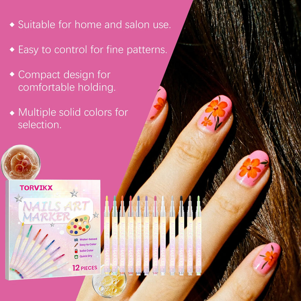 Nail Art Pen Fine Tip | Waterproof Quick Dry DIY Painting Nail Art Pen QXL
