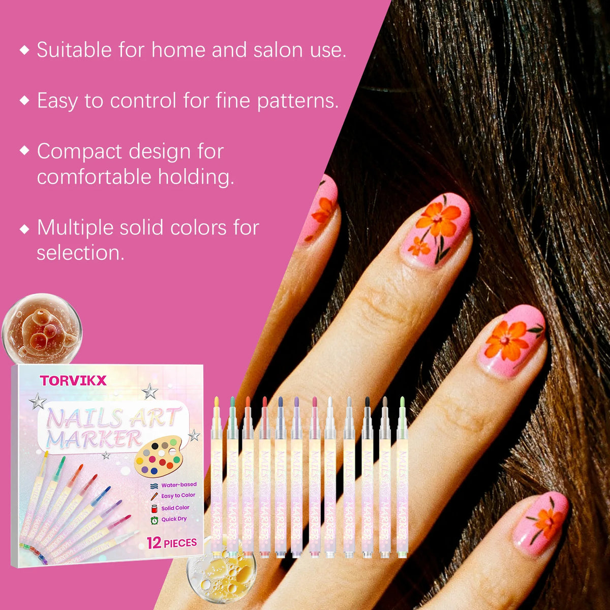 Nail Art Pen Fine Tip | Waterproof Quick Dry DIY Painting Nail Art Pen QXL