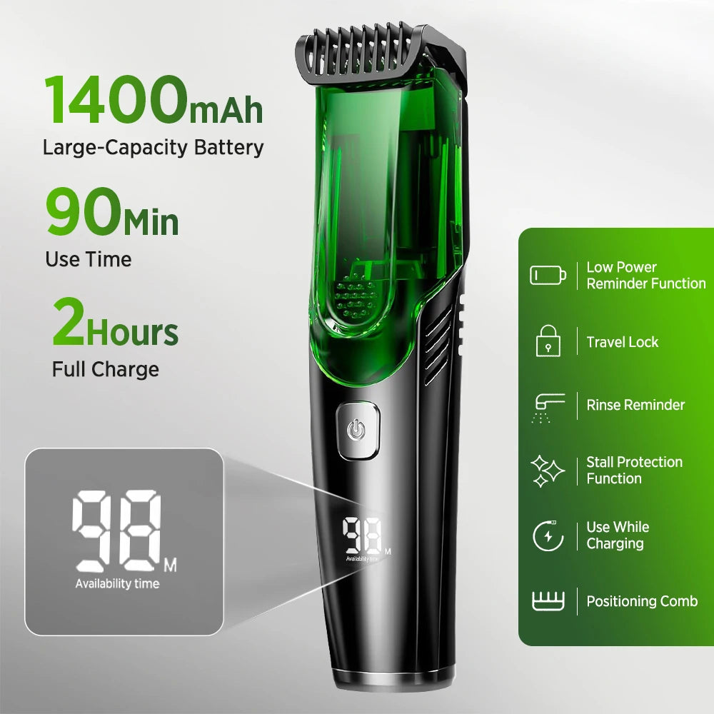 Ms.Dear Cordless Beard Trimmer Vacuum Clipper IPX6 – Green Beard Trimmer QXL