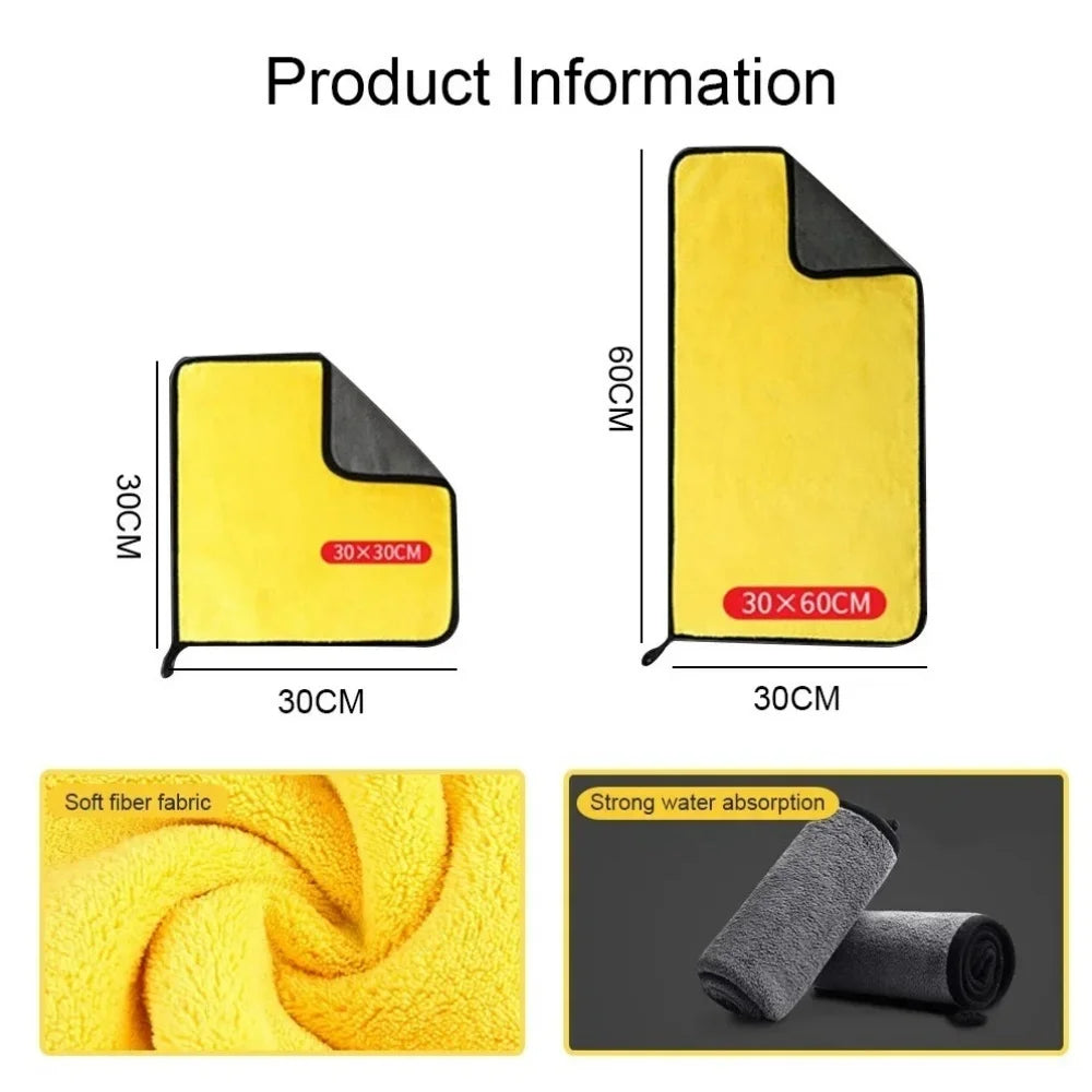 Microfiber Car Drying Towel | Double-Layer Soft Cleaning Cloth Car Cleaning Towel QXL