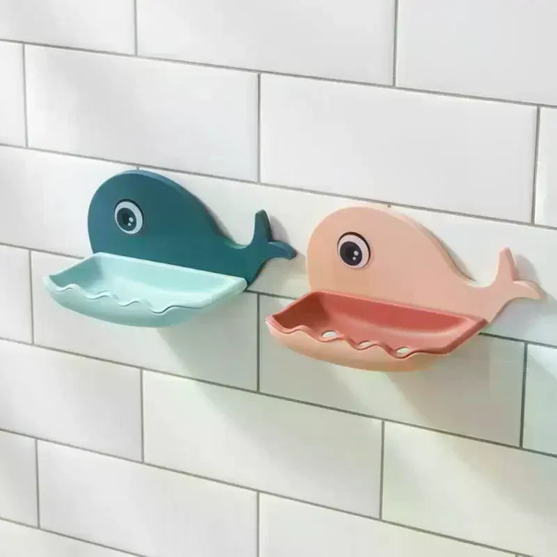 Whale-Shaped No-Drill Soap Dish | Double-Layer Drainage Soap Dish QXL