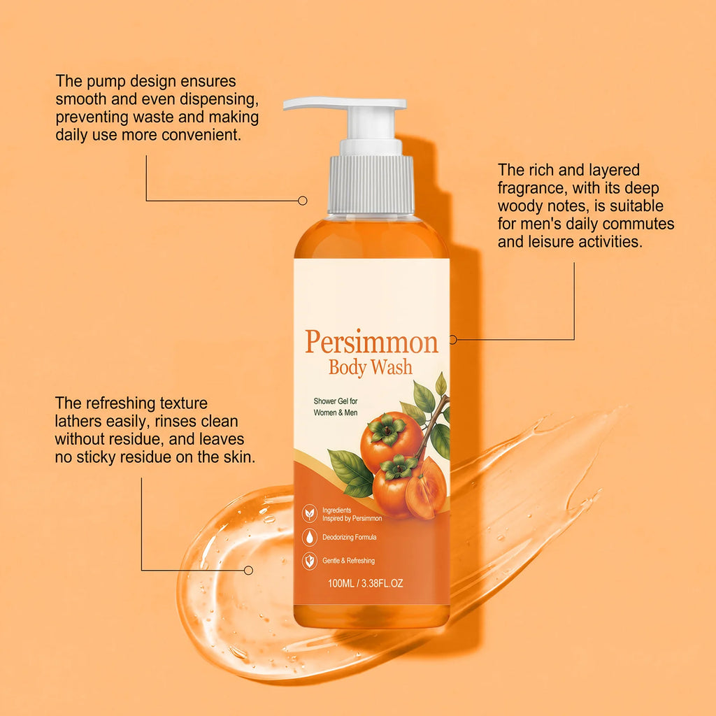 Persimmon Body Wash Shower Gel – Deodorizing, All Skin Types Body Wash Shower Gel QXL