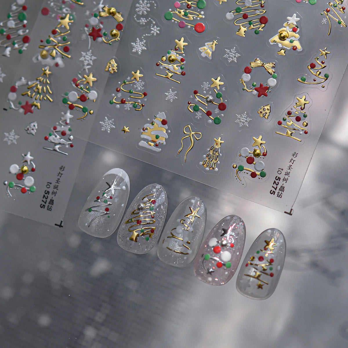 3D Christmas Nail Stickers – Crystal Diamond Bear & Tree Decals Nail Art Stickers QXL