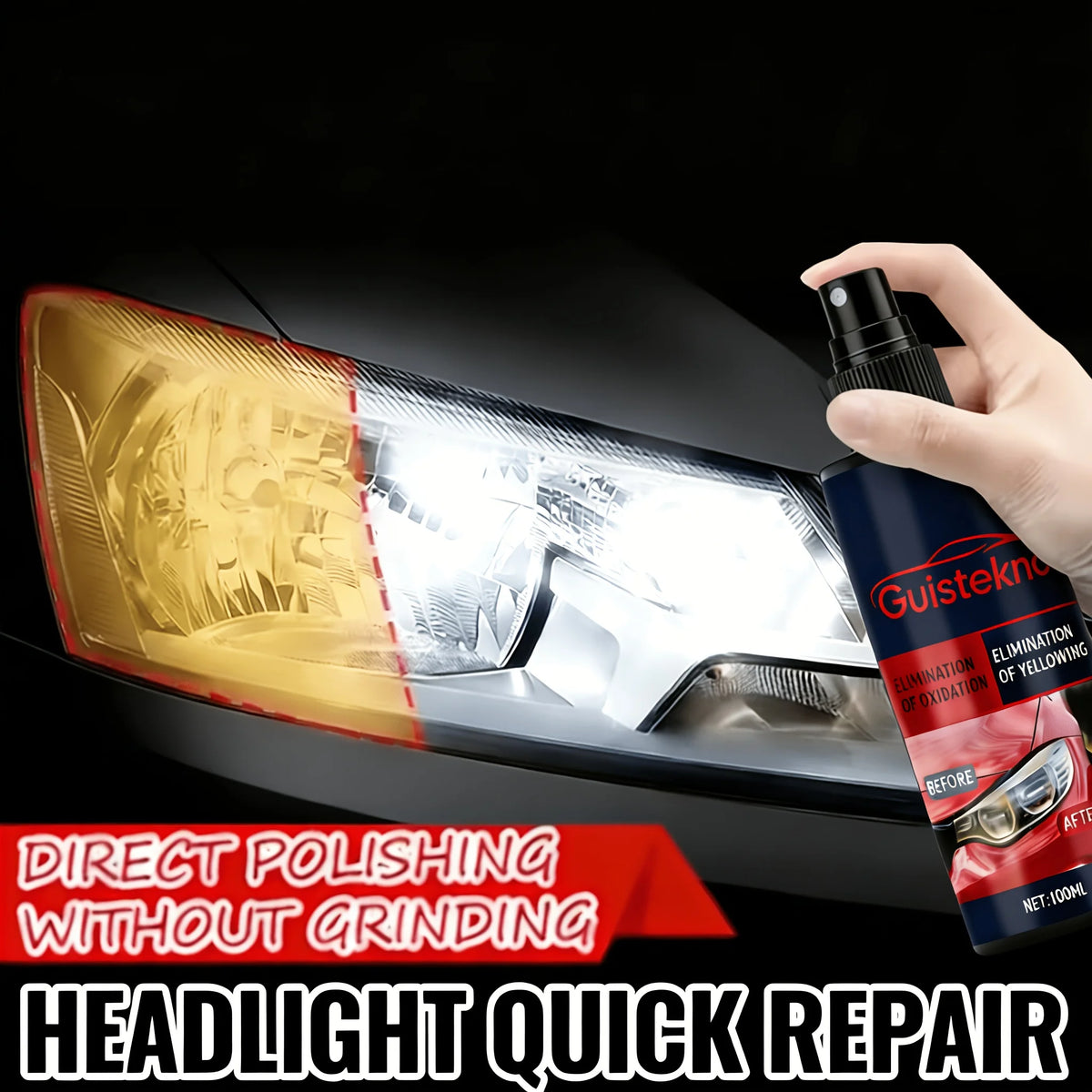 Car Headlight Restoration Spray 100ml | Polish & Clarity Kit Headlight Restoration Spray QXL 100ml 1