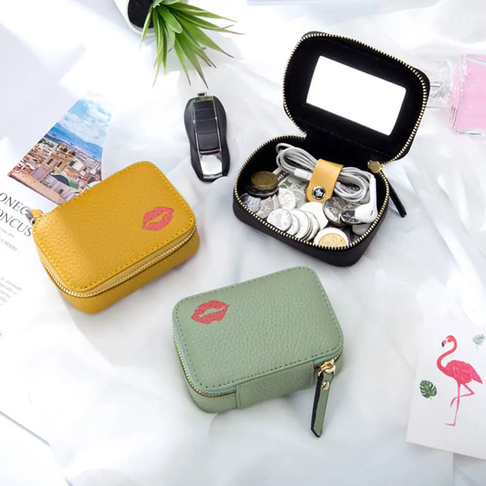 Portable Lipstick Bag with Mirror | Travel Makeup Pouch Lipstick Travel Pouch QXL