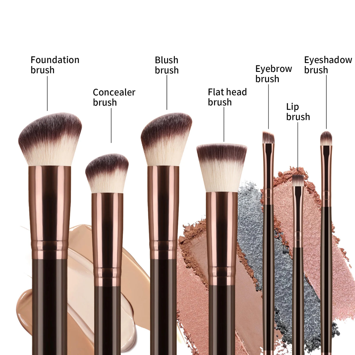 7-Piece Makeup Brush Set | Face & Eye Blending Kit Makeup Brush Set QXL