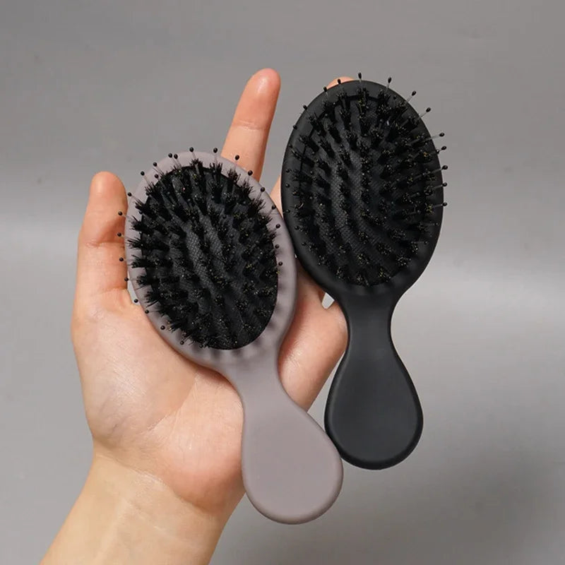 Oval Boar Bristle & Nylon Hair Brush | Anti-Static Mini Brush Boar Bristle Hair Brush QXL