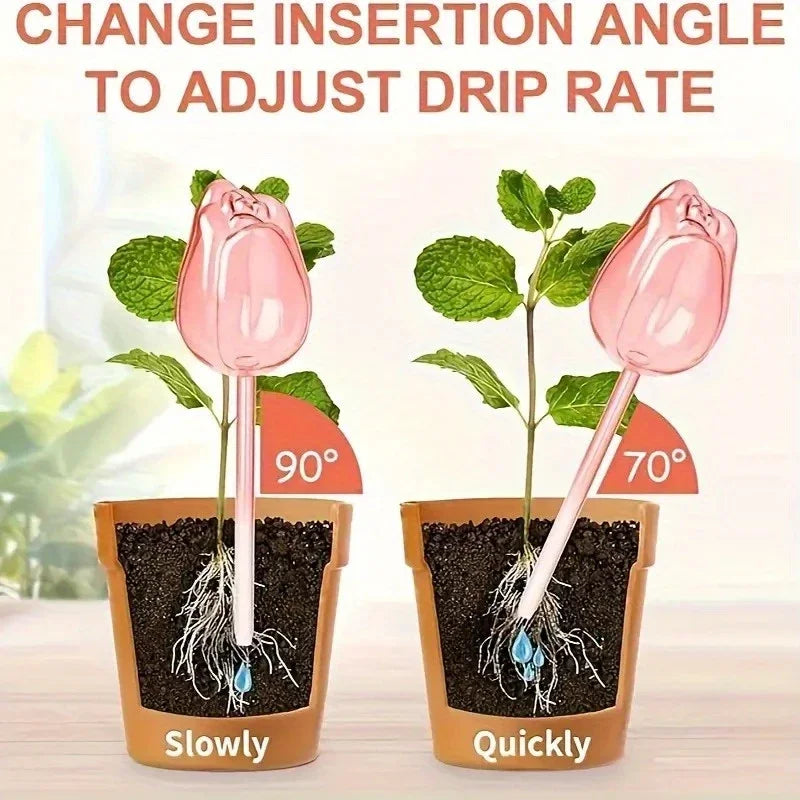 Tulip Watering Globes – Automatic Self-Watering Plant Stakes Plant Watering Globe QXL