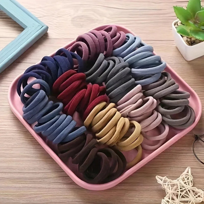 50-Pack Candy Color Nylon Scrunchies – Hair Ties for Women Scrunchie Hair Ties QXL
