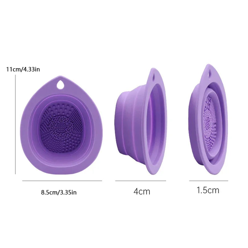 Foldable Silicone Makeup Brush Cleaning Bowl & Scrubber Brush Cleaning Bowl QXL