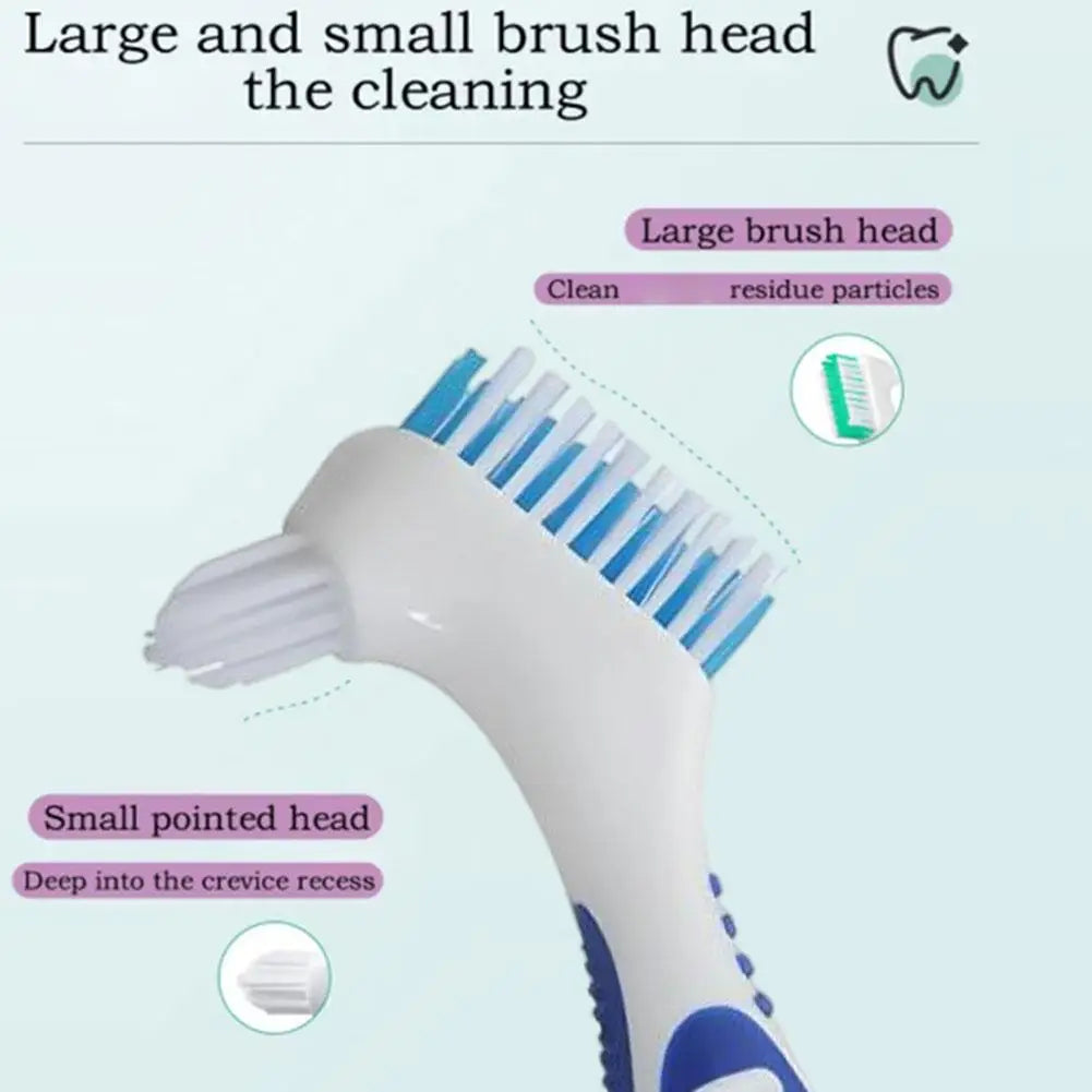 Dual-Head Denture Toothbrush | Cleans False Teeth & Braces Denture Toothbrush QXL