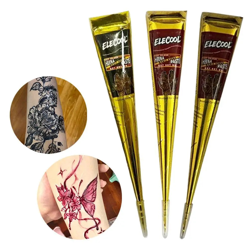 Black Henna Temporary Tattoo Paste Cone | Body Art Ink Temporary Tattoo Paste QXL