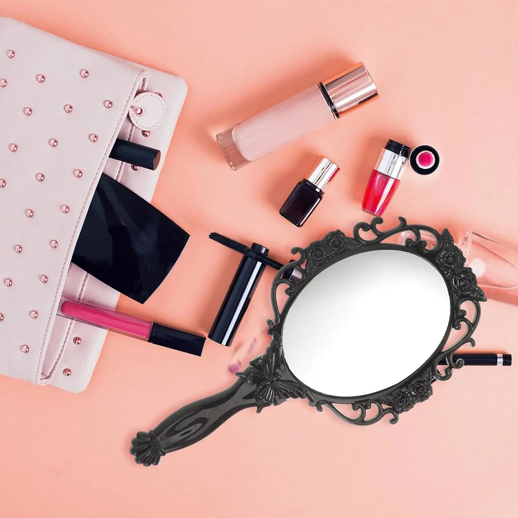 Retro Folding Makeup Mirror | Floral Handheld Travel Mirror Folding Makeup Mirror QXL