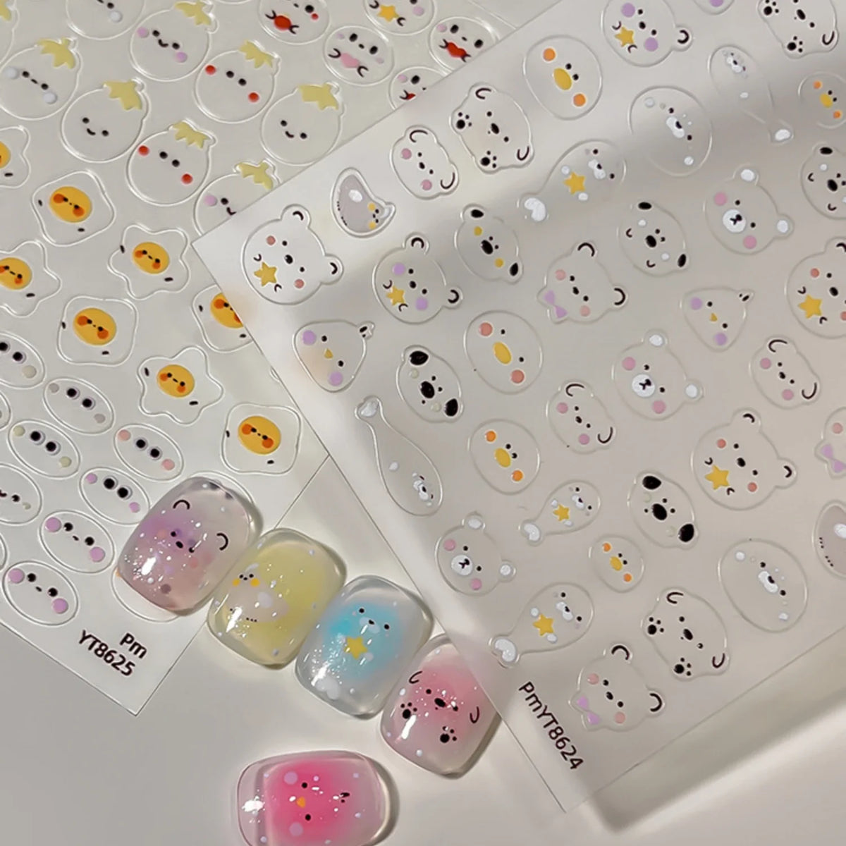 5D Cartoon Nail Stickers – Cute Bear Chick Seal Animal Decals Nail Art Stickers QXL