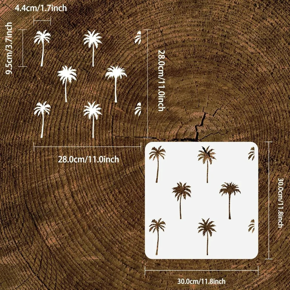 Reusable Palm Tree Stencil 11.8" | Tropical DIY Wall Art Craft Stencil QXL
