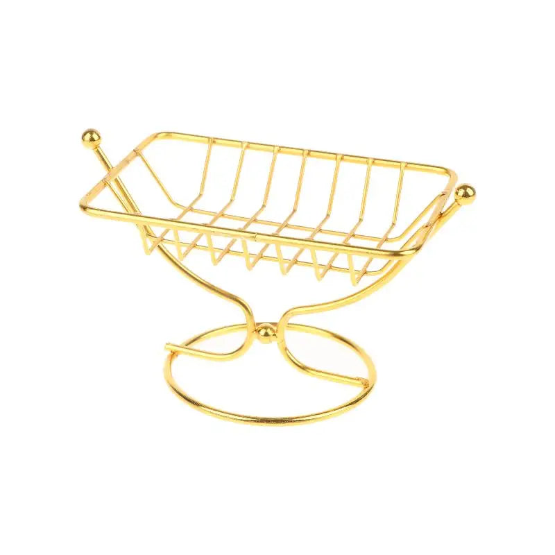 Rustproof Metal Soap Dish Holder | Square Wire Drain Design Soap Dish Holder QXL Gold