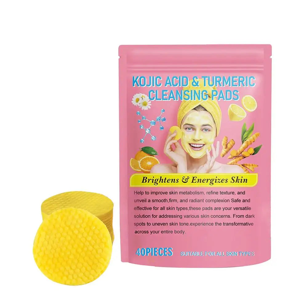 40-Pack Kojic Acid & Turmeric Brightening Cleansing Face Pads Brightening Face Pads QXL 40pcs