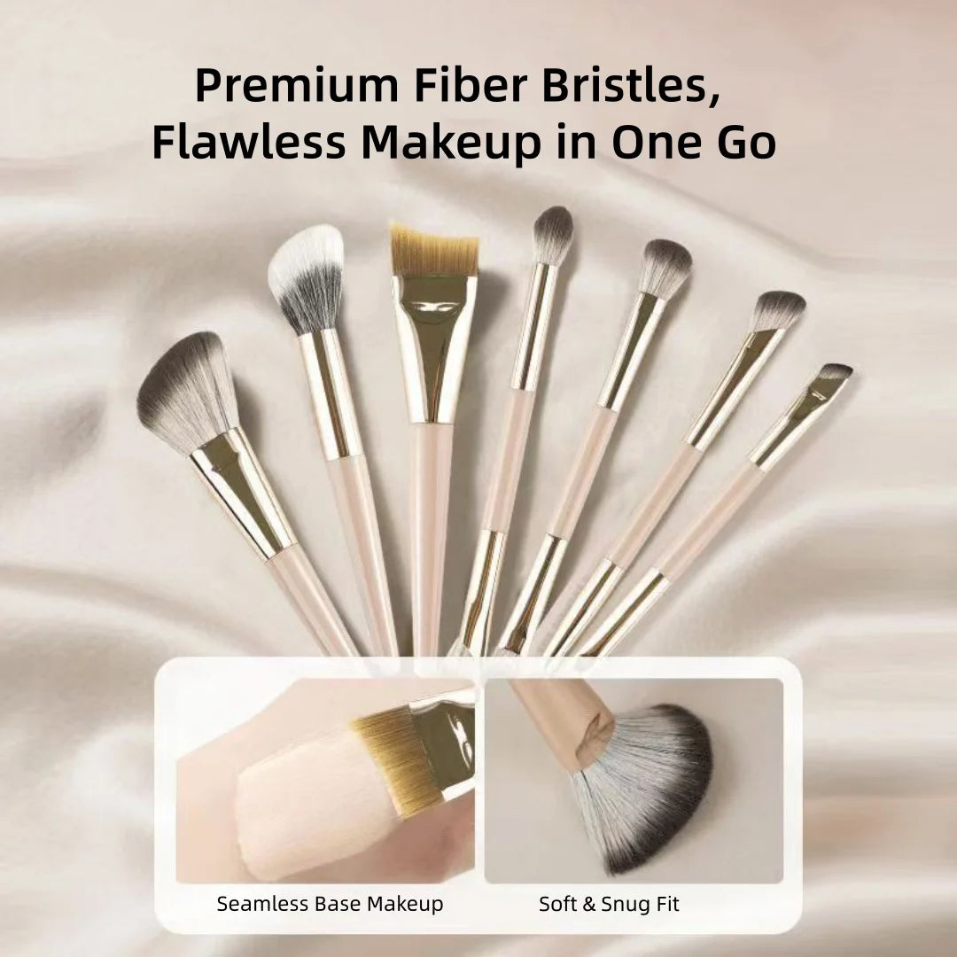 Makeup Brush Set – Foundation, Contour & Eyeshadow + Case Makeup Brush Set QXL