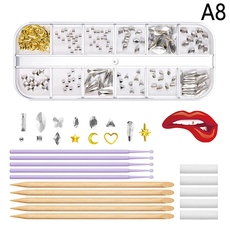 DIY Tooth Gems Crystal Kit | Acrylic Teeth Jewelry Set Tooth Gems Kit QXL A8