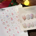 Iridescent Christmas Nail Stickers – Snowflake Holiday Decals Nail Art Stickers QXL 3pcs