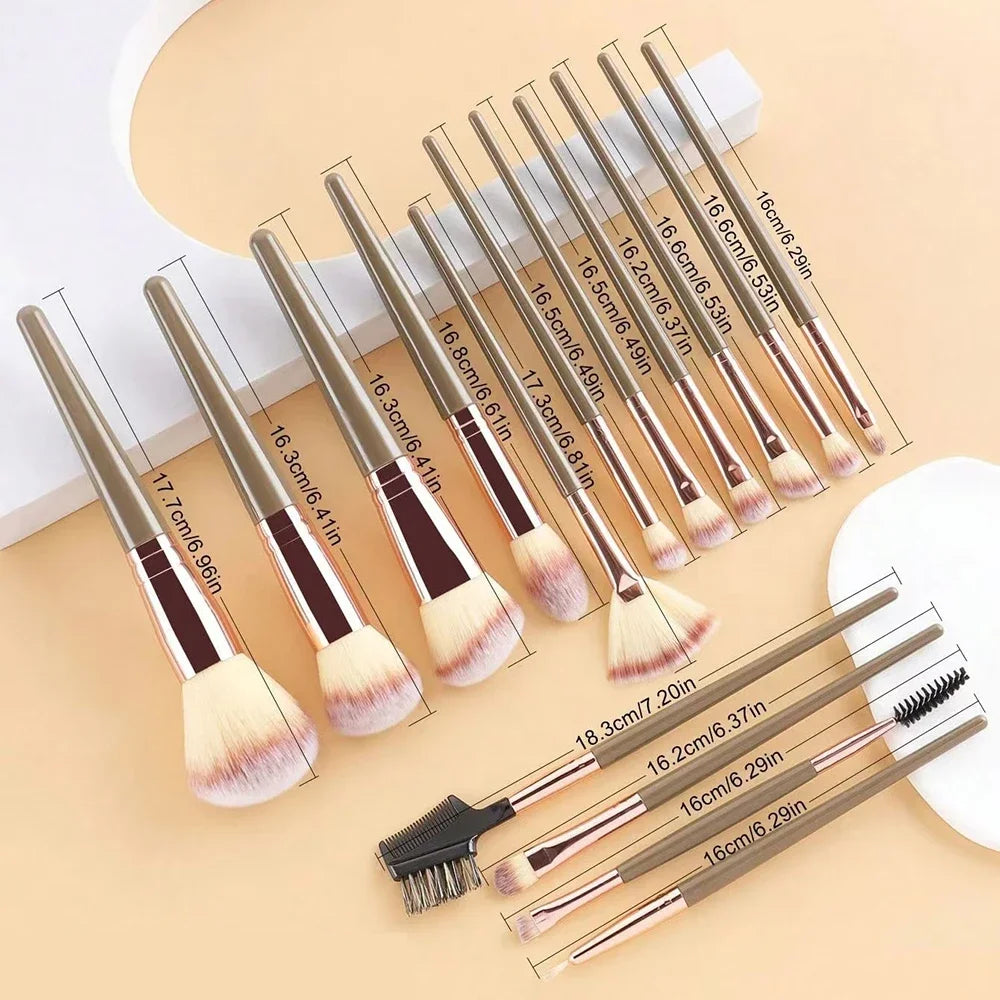 15-Piece Makeup Brush Set | Face & Eye Brushes with Bag Makeup Brush Set QXL