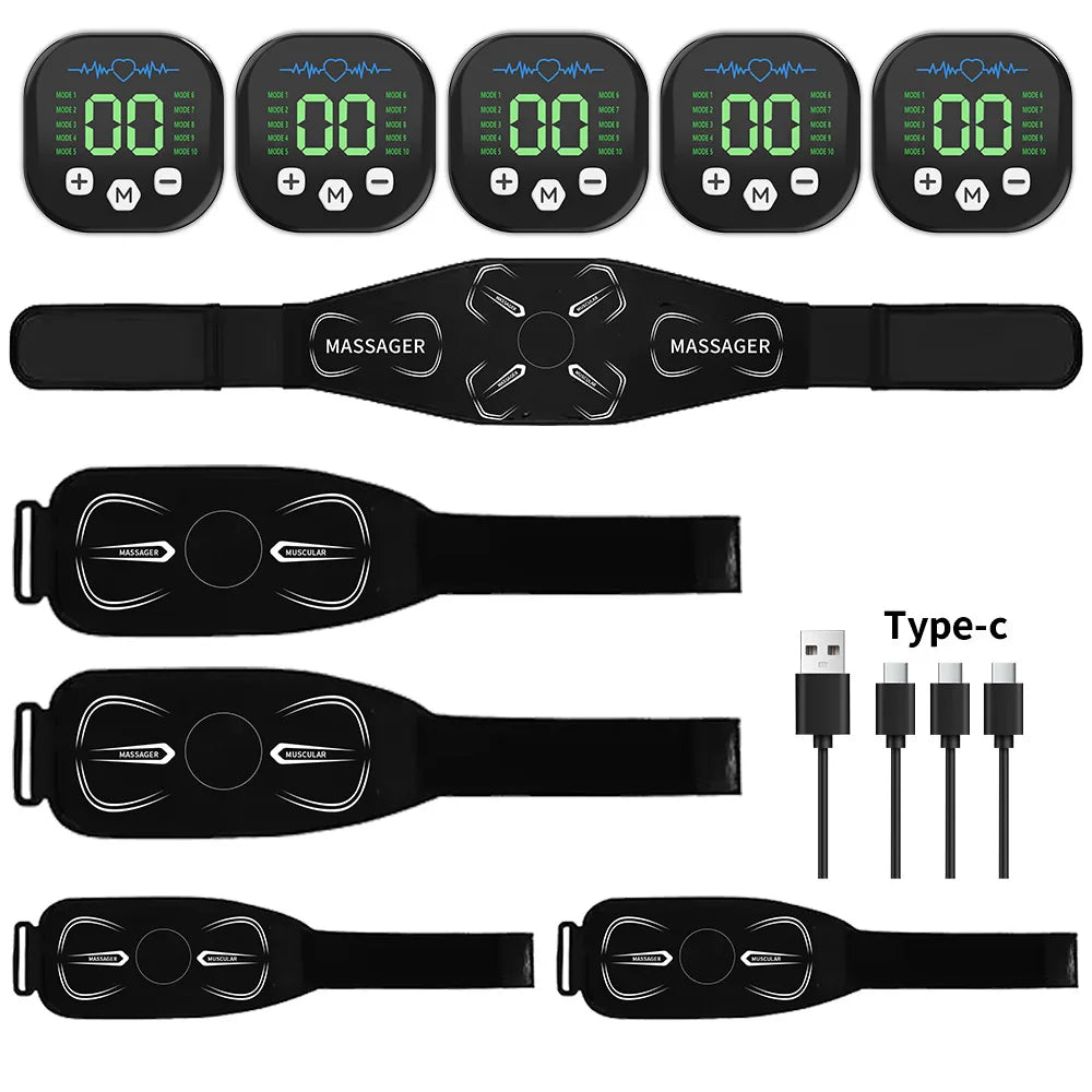 Portable EMS Muscle Stimulator – Abdominal Belt & Arm Toner EMS Muscle Stimulator QXL A1-H828-5Pcs