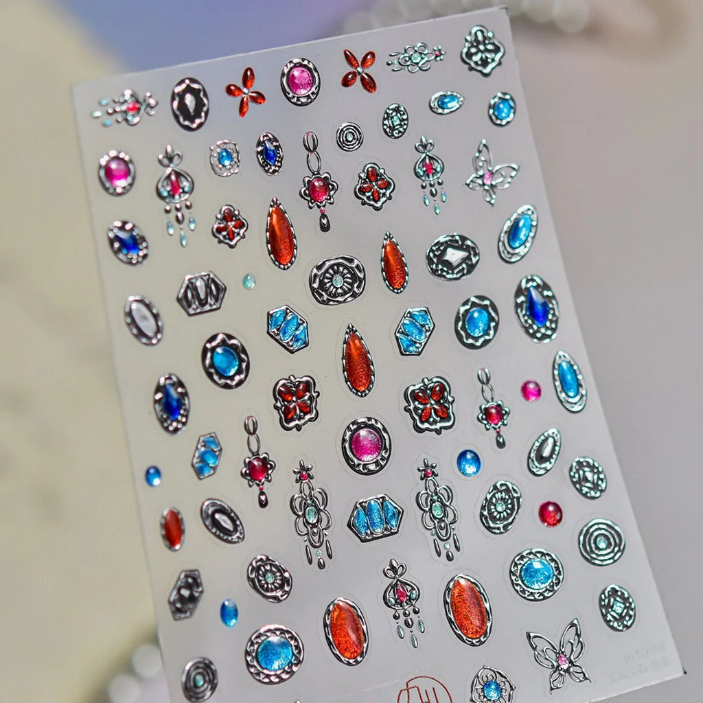 5D Gemstone Embossed Nail Stickers | Diamond Rhinestone Decals Nail Stickers & Decals QXL