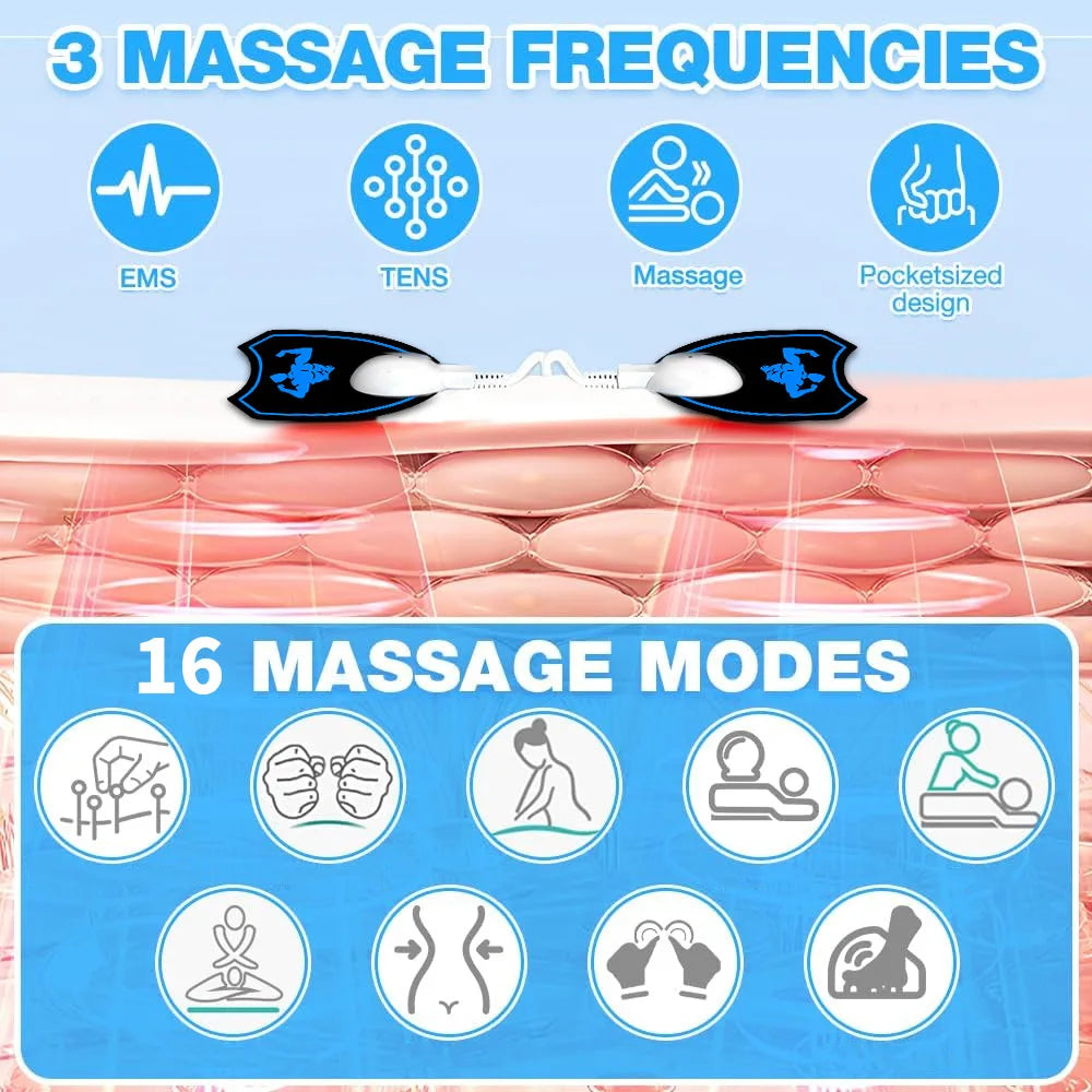 TENS & EMS Muscle Stimulator | 16 Modes, Dual Channel Massager Muscle Stimulator QXL