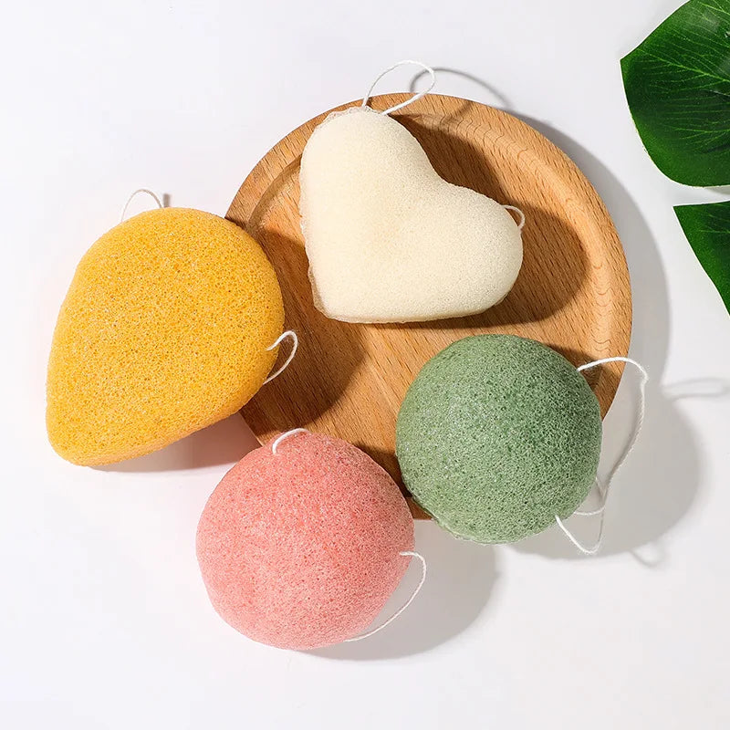 Purple Konjac Face Cleansing Sponge | Heart & Round Shape Konjac Cleansing Sponge QXL