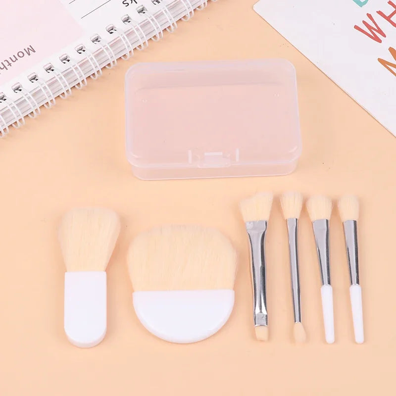 6-Piece Mini Travel Makeup Brush Set | Foundation & Blending Makeup Brush Set QXL White