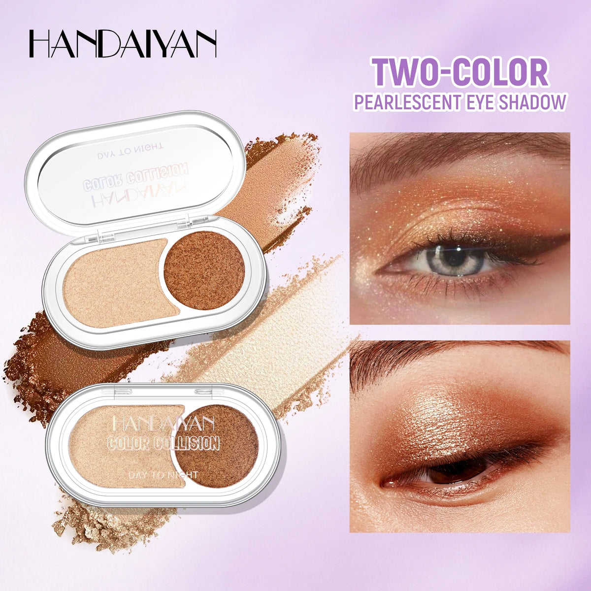 Handaiyan Pearl Shimmer Eyeshadow Palette | Waterproof Duo Eyeshadow Palette QXL