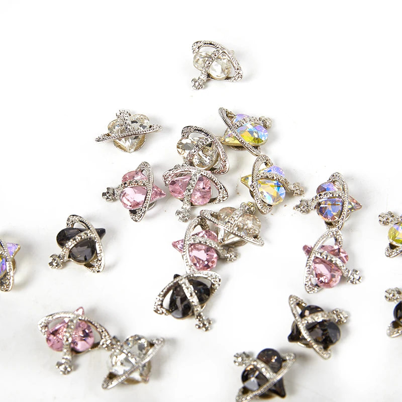 5-Pack 3D Heart Zircon Nail Art Charms & Crystal Rhinestones Nail Art Charms QXL