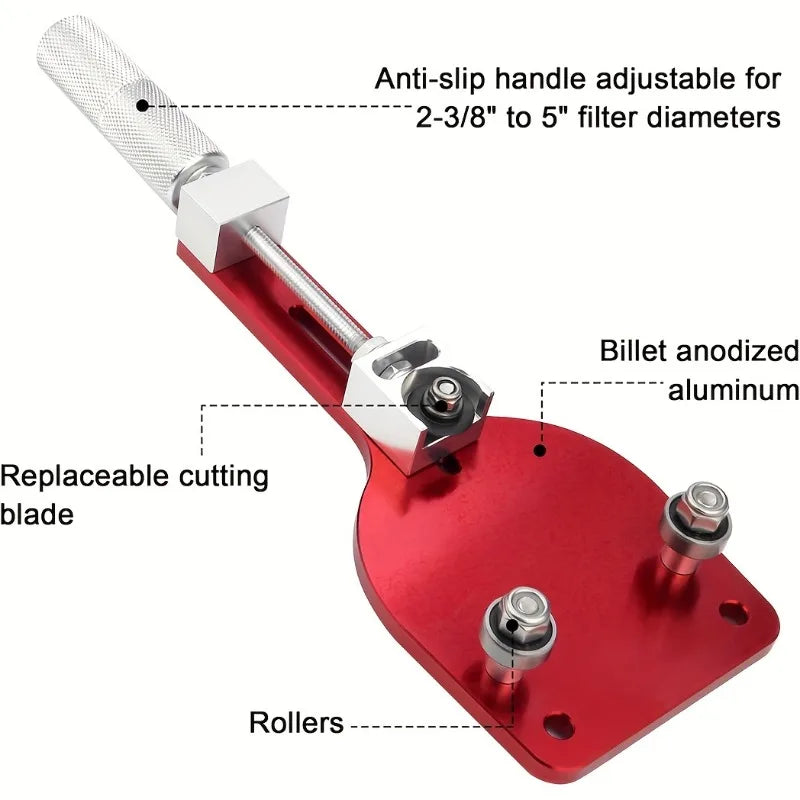 Oil Filter Cutter Tool 2-3/8 to 5" Aluminum Alloy + Spare Blade Oil Filter Cutter QXL