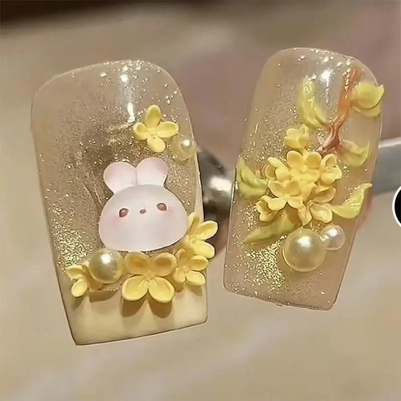 3D Rabbit & Bow Silicone Nail Art Mold | Gel Acrylic Mold Silicone Nail Mold QXL