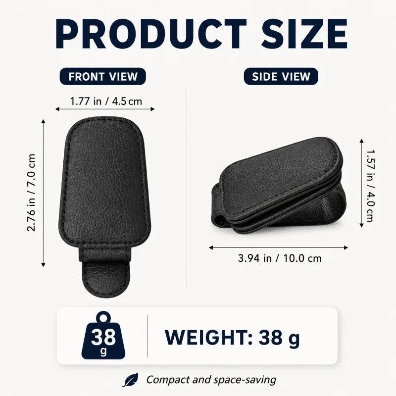 Magnetic Car Sun Visor Sunglasses Holder | PU Leather Clip Car Visor Organizer QXL