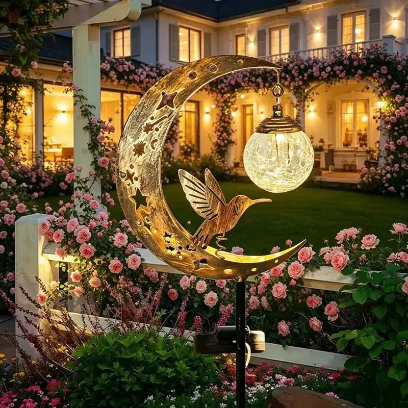 Solar Hummingbird Moon Garden Stake Light | Outdoor Decor Solar Garden Stake QXL