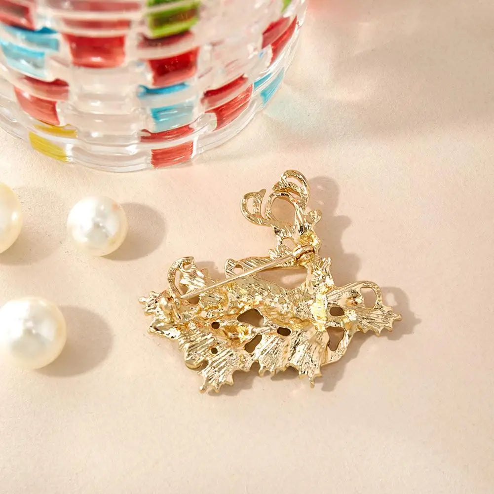 Christmas Rhinestone Brooch | Santa, Elk & Penguin Holiday Pin Holiday Brooch Pin QXL