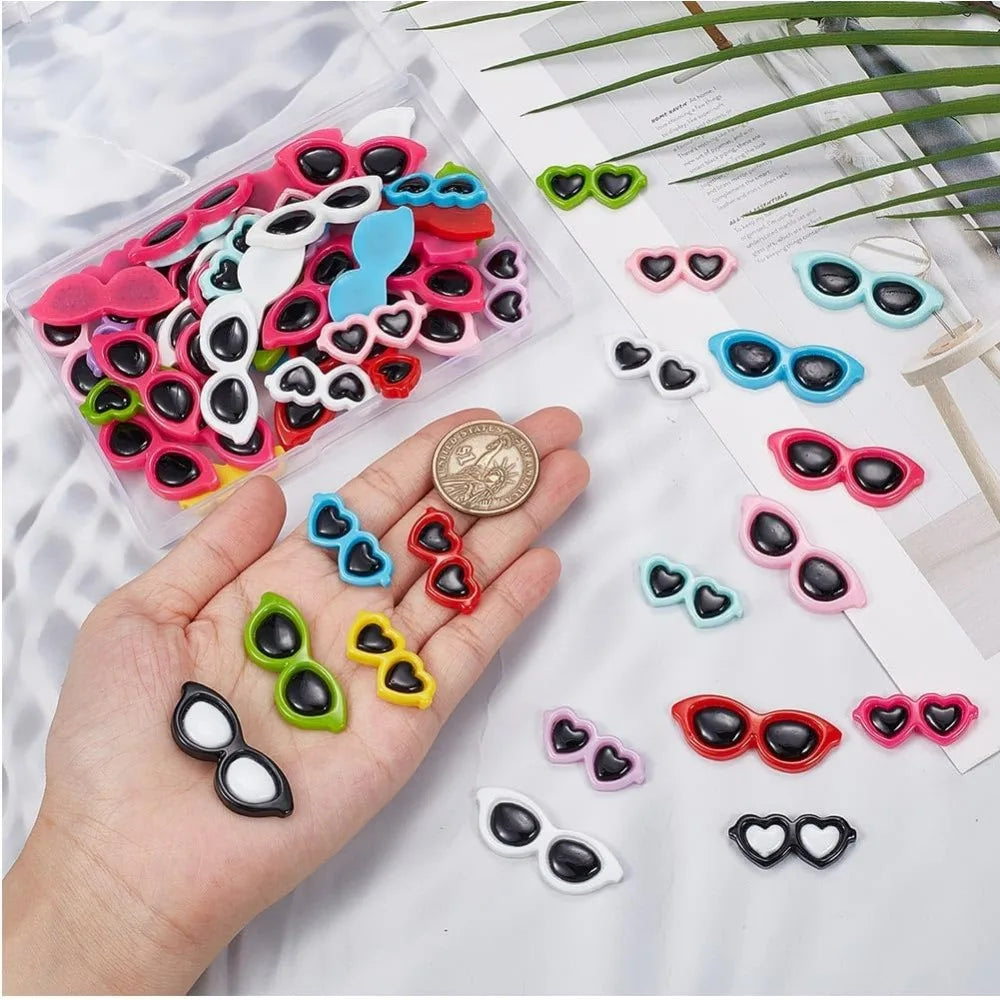 60-Pack Mini Sunglasses Resin Cabochons | DIY Craft Charms Resin Craft Cabochons QXL
