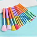 15-Pc Rainbow Makeup Brush Set | Foundation, Powder & Eyeshadow Makeup Brush Set QXL Pink