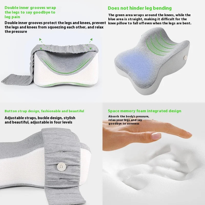 Memory Foam Knee Leg Pillow | Adjustable Strap Side Sleeper Knee Leg Pillow QXL