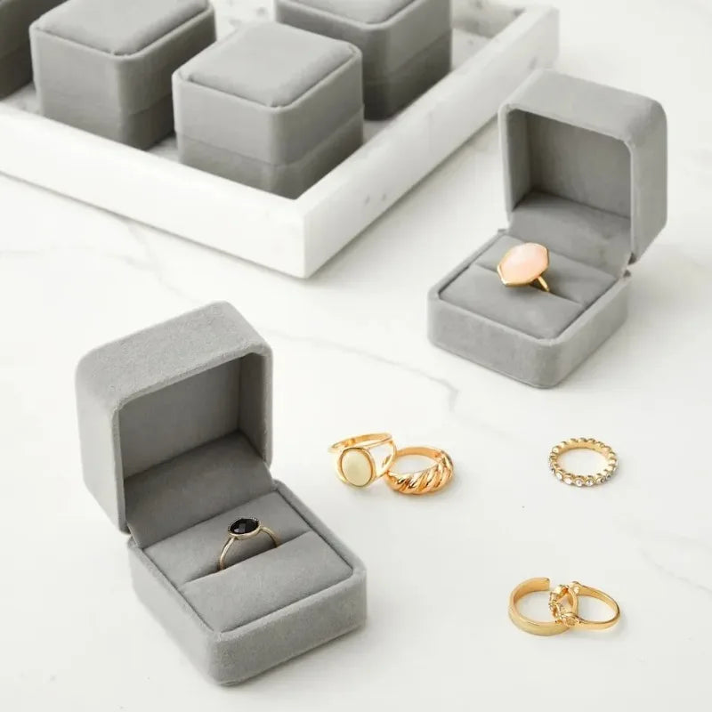 6-Pack Square Velvet Ring & Earring Gift Boxes | Jewelry Cases Velvet Jewelry Box QXL
