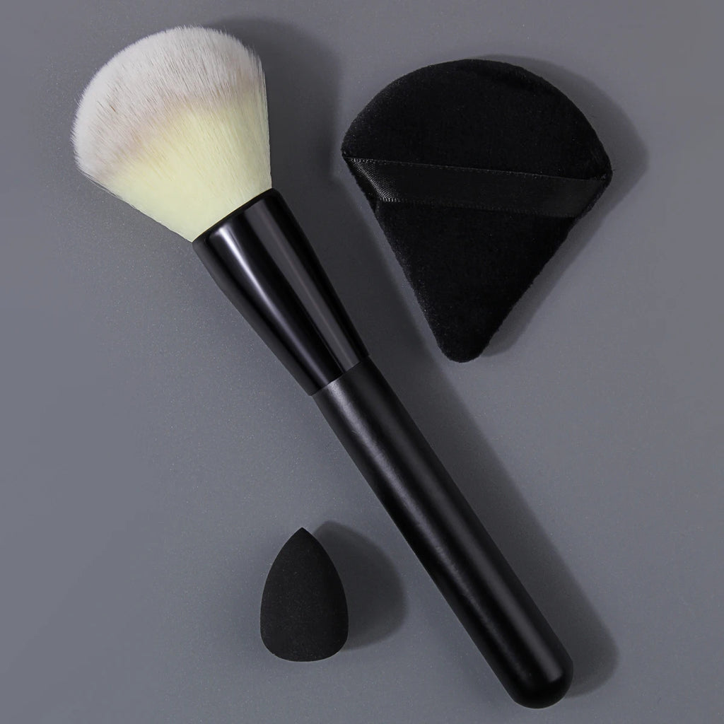 KOSSHOW 3-Pc Makeup Set: Powder Brush, Puff & Sponge Kit Makeup Brush Set QXL